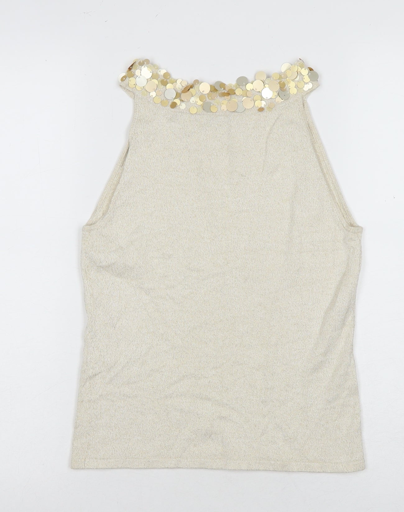 PLANET Women's Gold Sequin Sleeveless Party Tank Top, Size 10