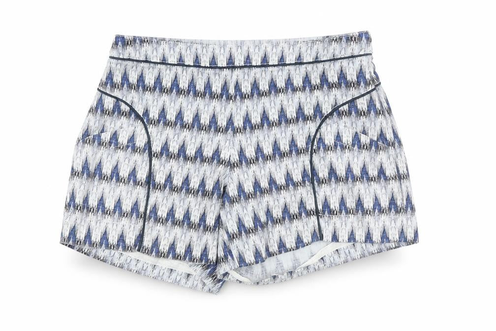 Cartonnier Women's Blue Culotte Shorts S, Geometric, Stretch
