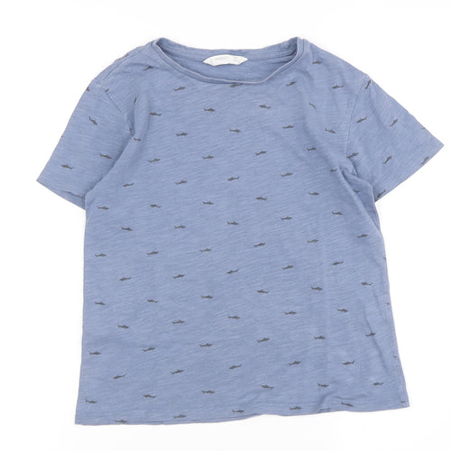 Mango Boys' Blue Animal Print T-Shirt, Size S, Casual, Cotton