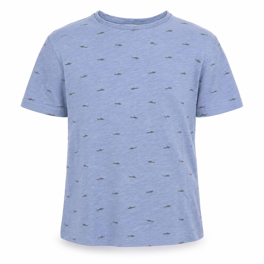 Mango Boys' Blue Animal Print T-Shirt, Size S, Casual, Cotton