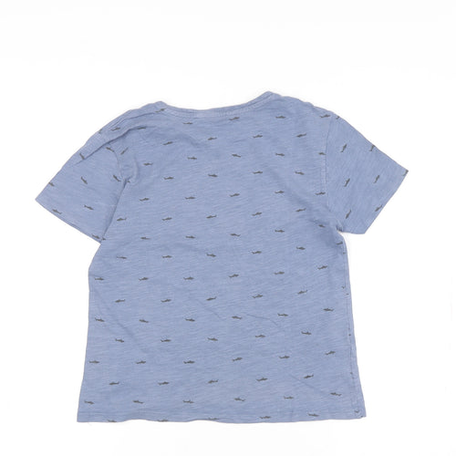Mango Boys' Blue Animal Print T-Shirt, Size S, Casual, Cotton