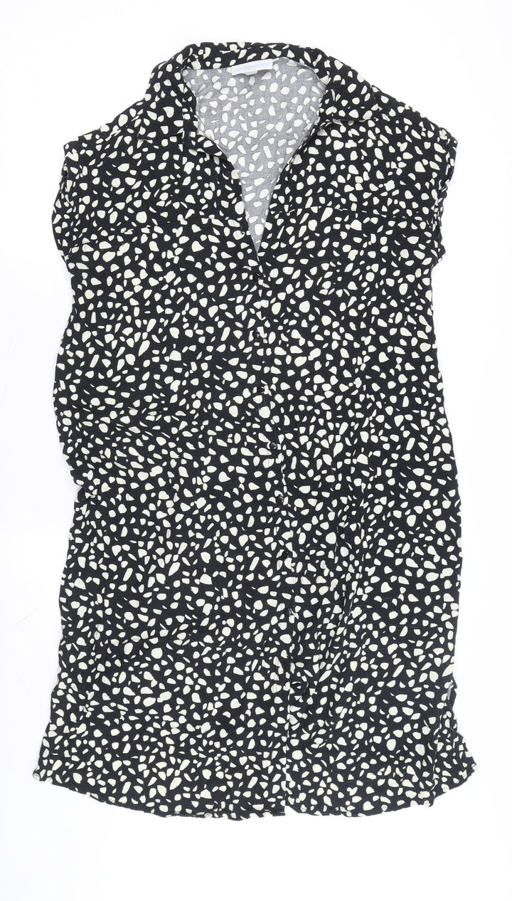 JoJo Maman Bébé Black Animal Print Shirt Dress Women S