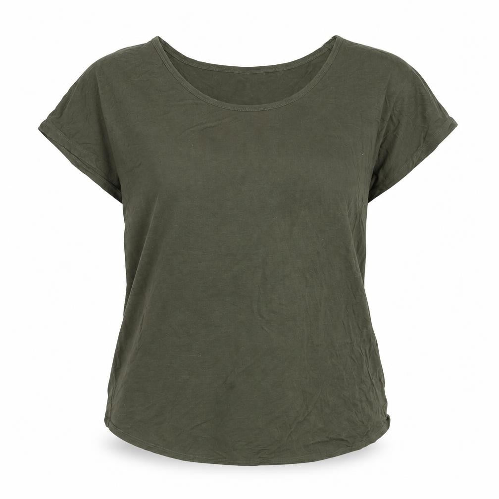 Front view of Lands' End Women's Green Basic T-Shirt, M, Summer Casual