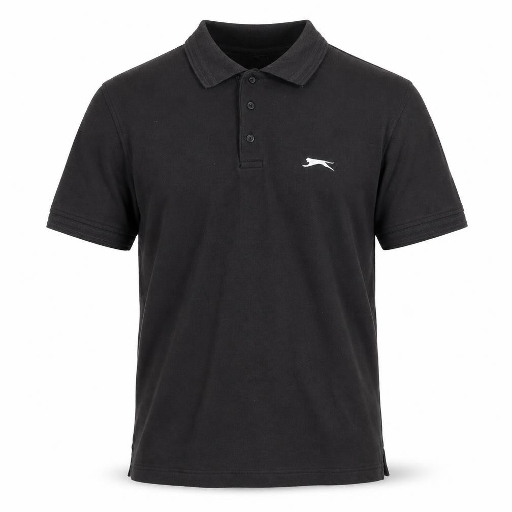 Front view of Slazenger Men's Black Polo Small Cotton Short Sleeve