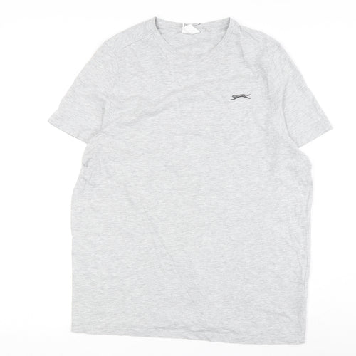 Slazenger Men's Grey M Crew Neck T-Shirt with Logo
