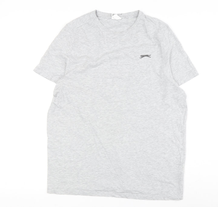 Slazenger Men's Grey M Crew Neck T-Shirt with Logo