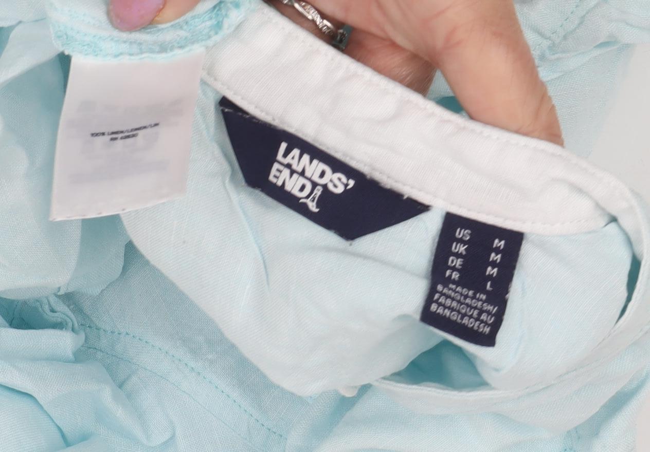 Lands' End Women's Blue M Button-Up Shirt