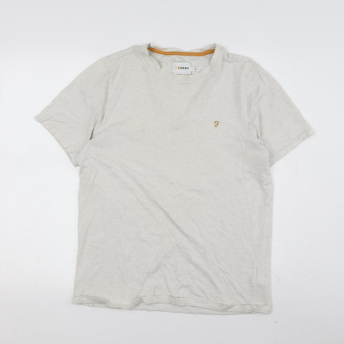 Farah Men's Beige Crew Neck Short Sleeve T-Shirt