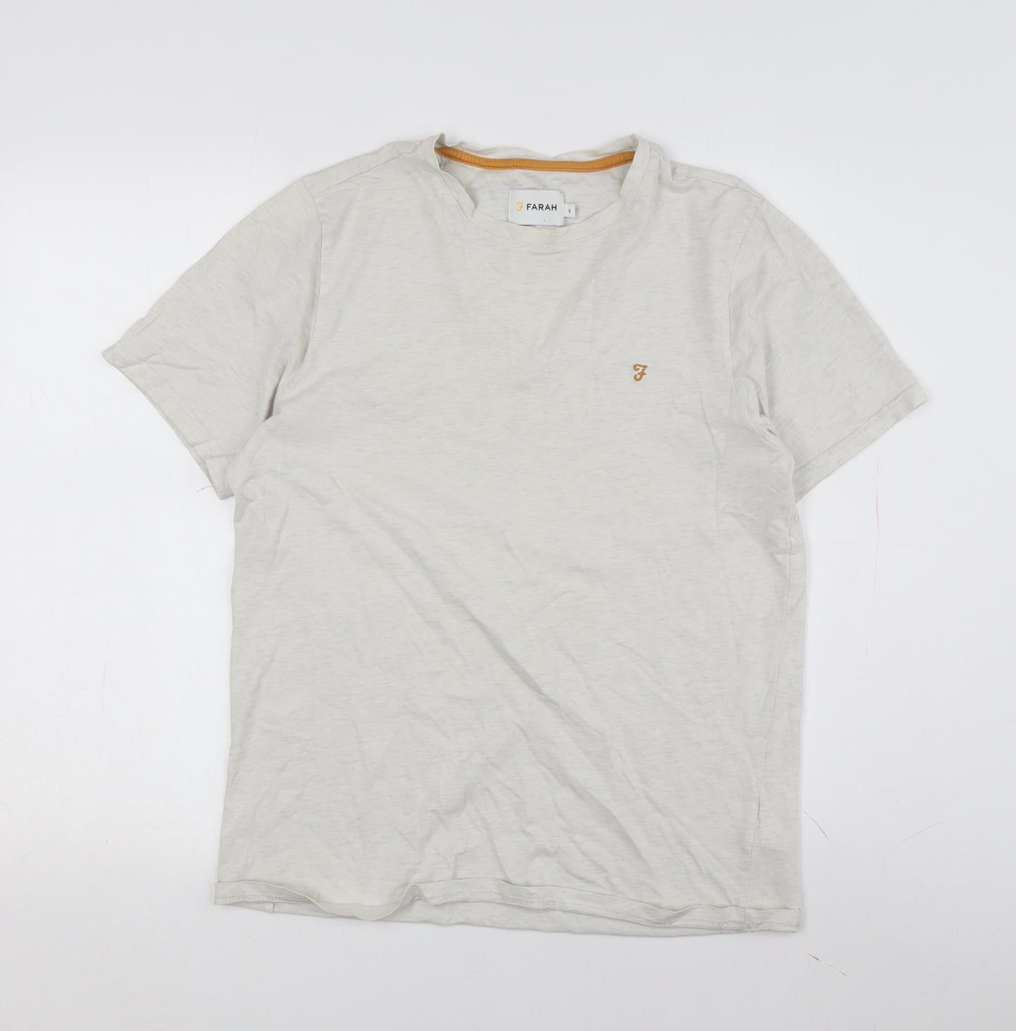 Farah Men's Beige Crew Neck Short Sleeve T-Shirt