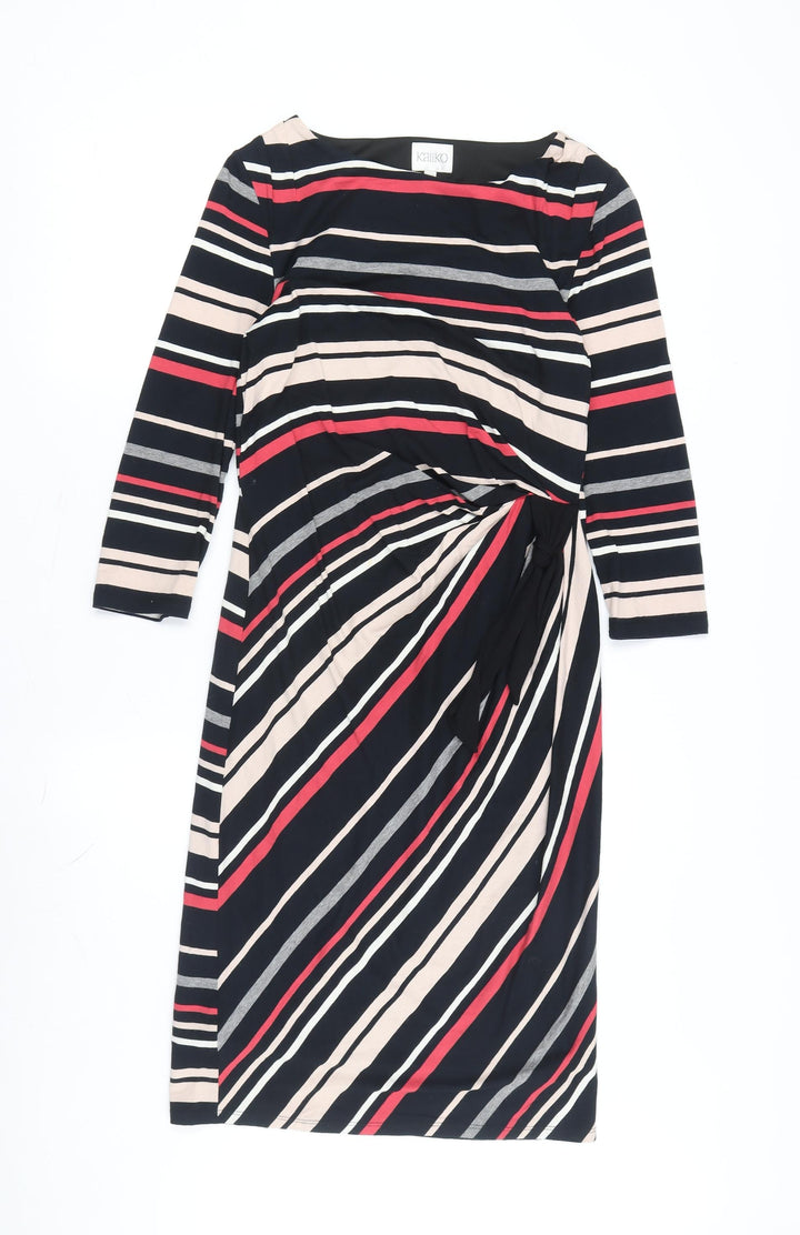 Kaliko Women's Black Striped Bodycon Dress, Size 8
