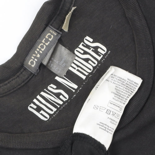 H&M Unisex Black Music T-Shirt, Size S, Casual Crew Neck