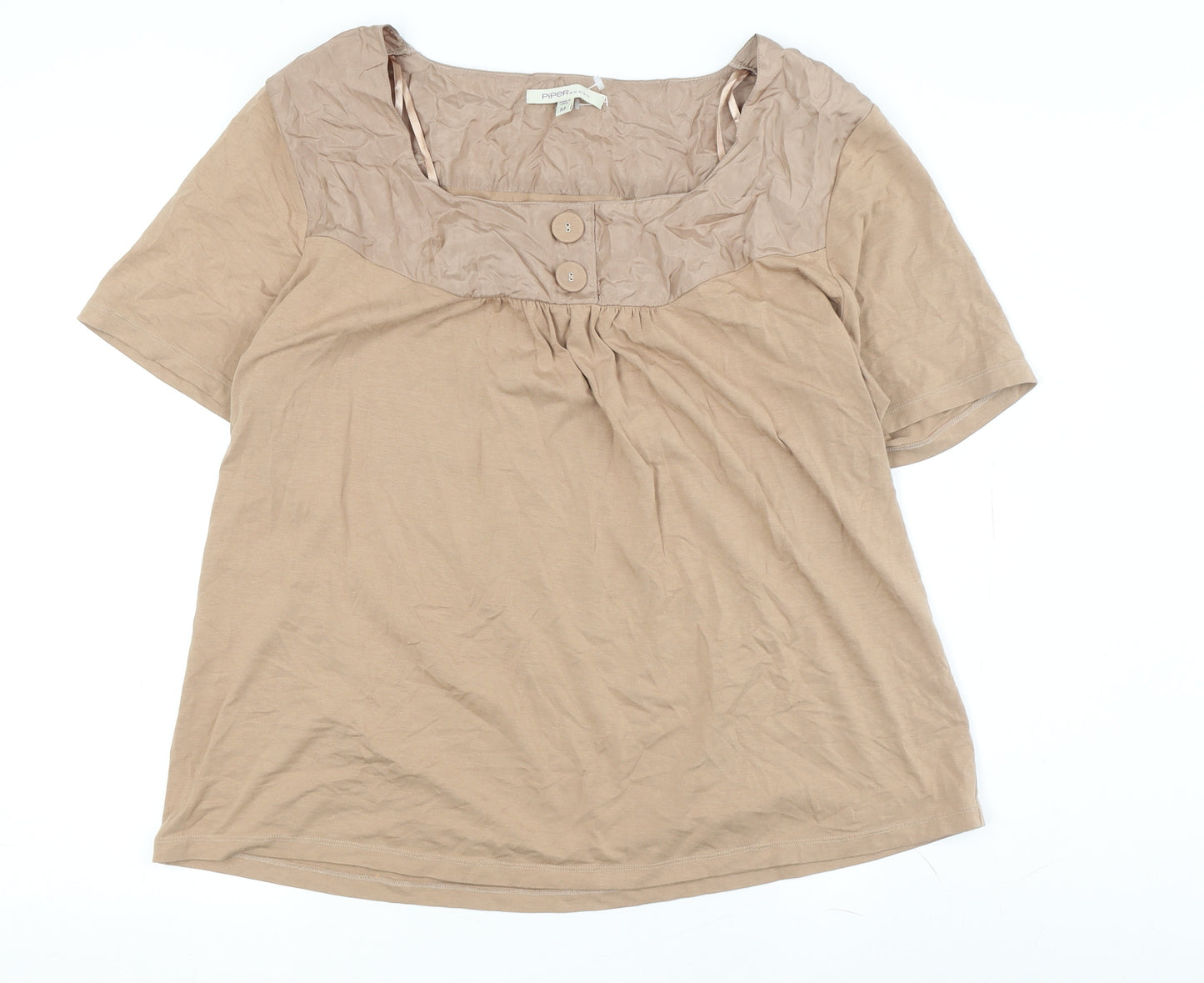 Piper Woman Beige Short Sleeve Tunic Top M Womens