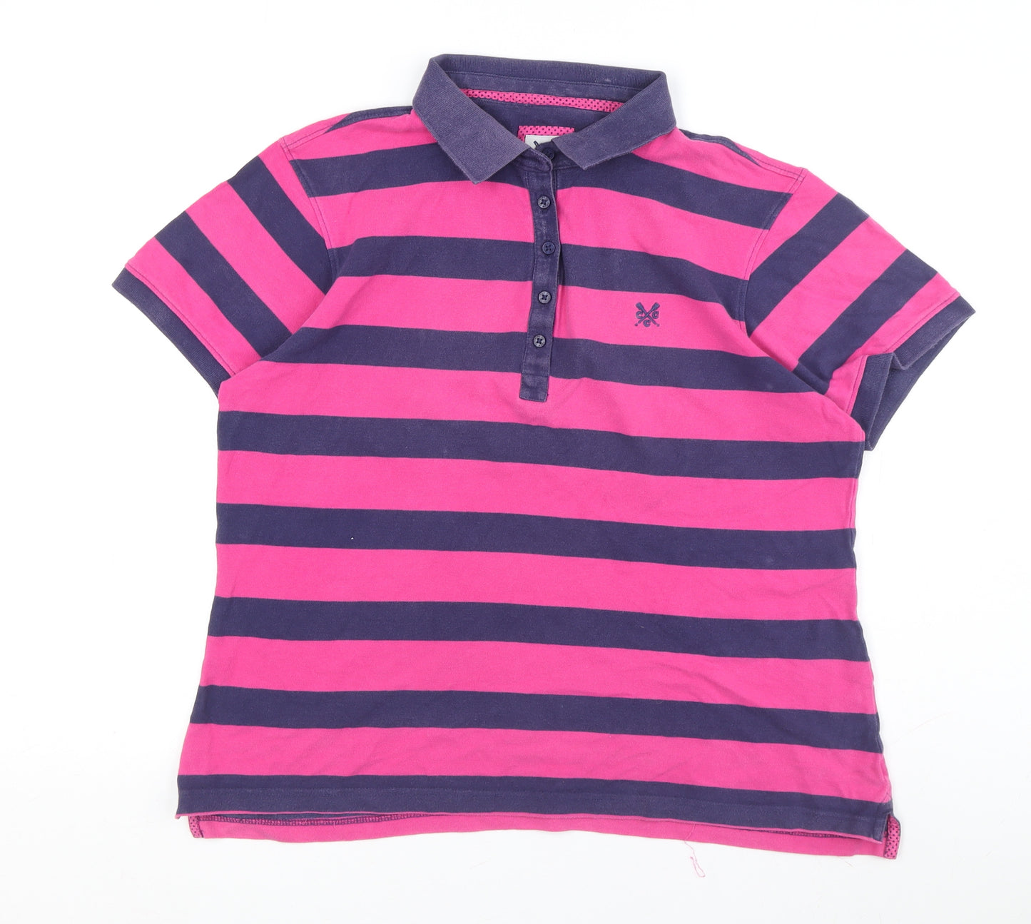 Crew Clothing Co. Women's Pink Striped Polo Shirt, Size 18