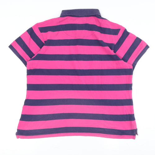 Crew Clothing Co. Women's Pink Striped Polo Shirt, Size 18