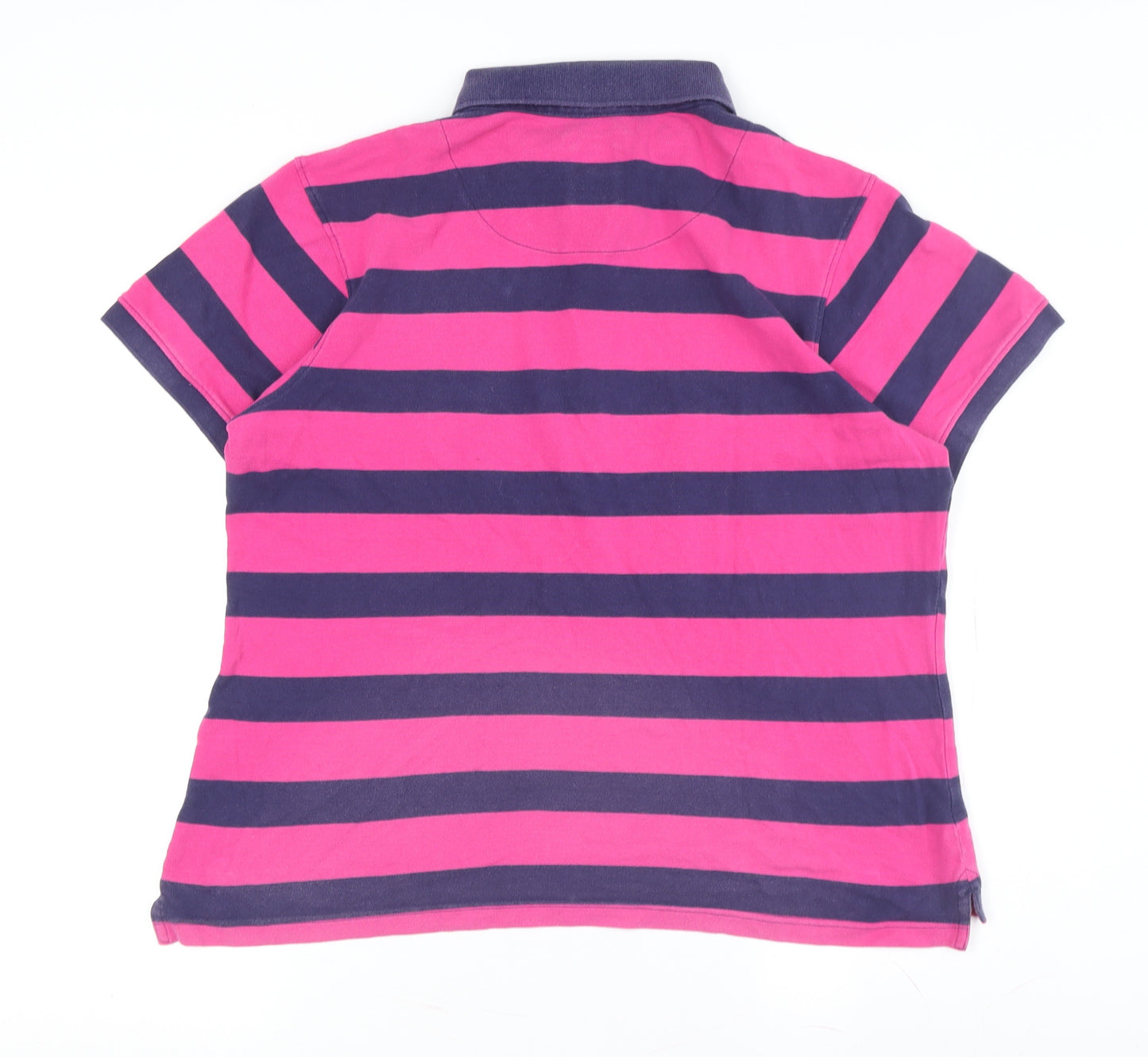 Crew Clothing Co. Women's Pink Striped Polo Shirt, Size 18