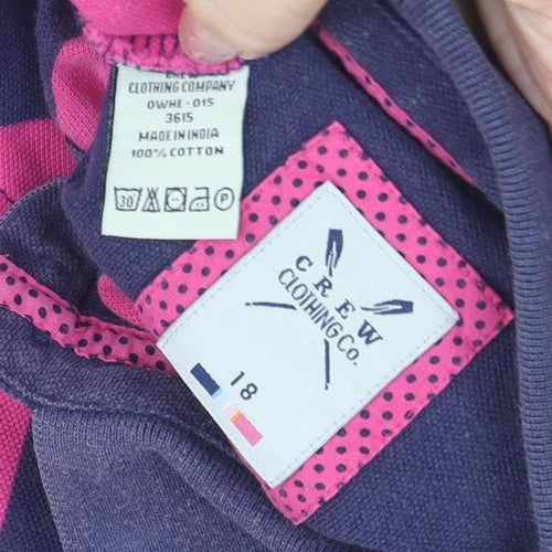 Crew Clothing Co. Women's Pink Striped Polo Shirt, Size 18