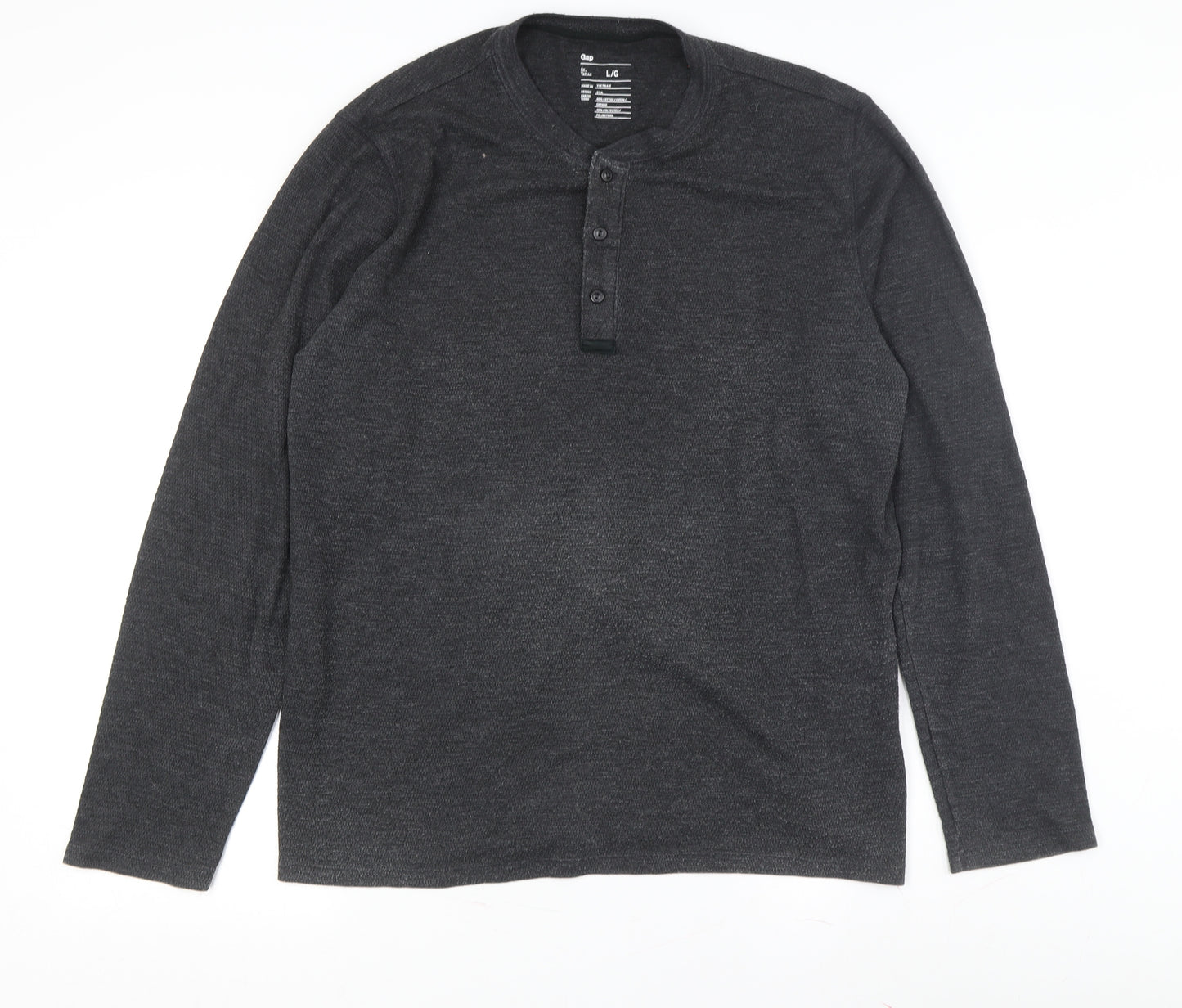 Gap Men's Black Long Sleeve Henley T-Shirt L