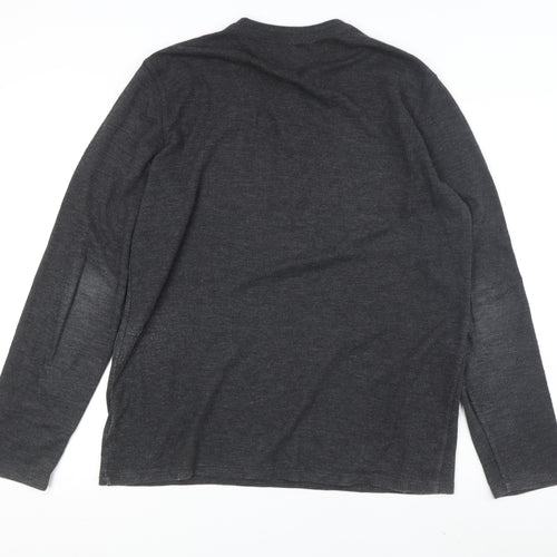Gap Men's Black Long Sleeve Henley T-Shirt L