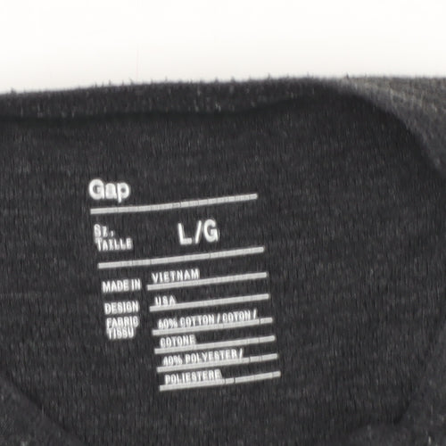 Gap Men's Black Long Sleeve Henley T-Shirt L