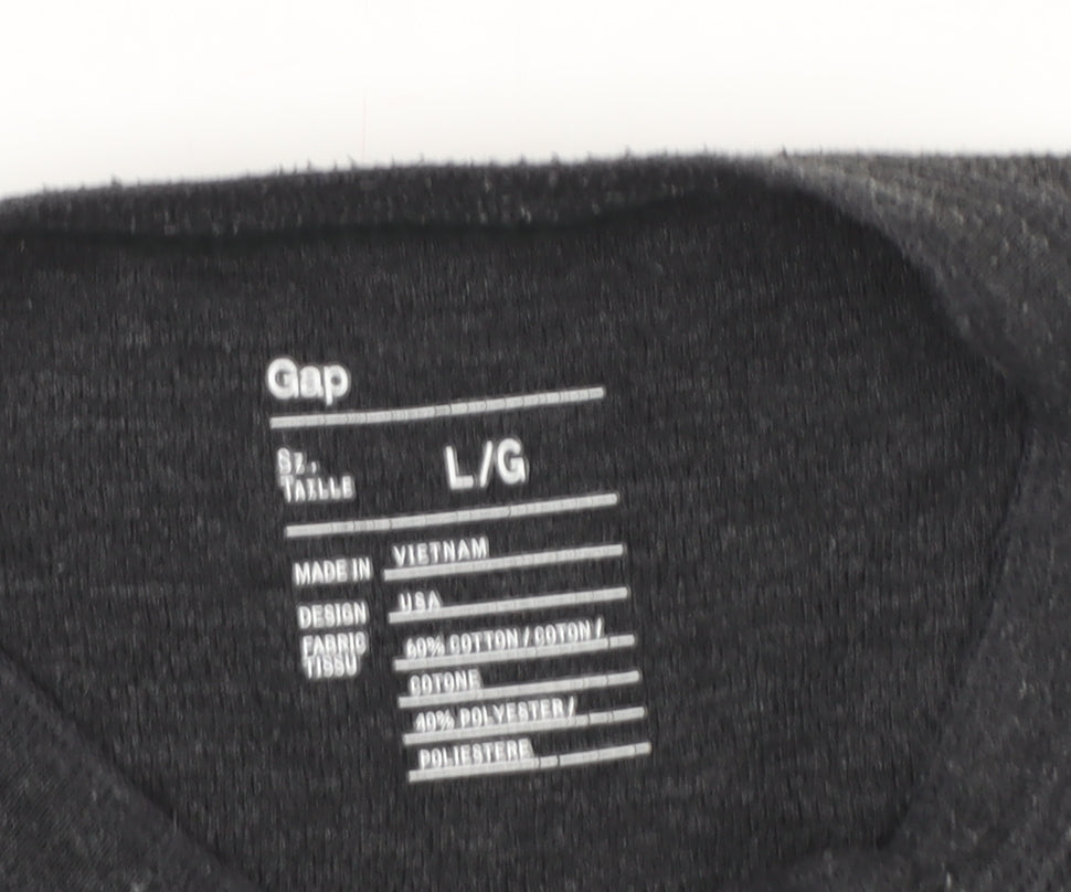Gap Men's Black Long Sleeve Henley T-Shirt L