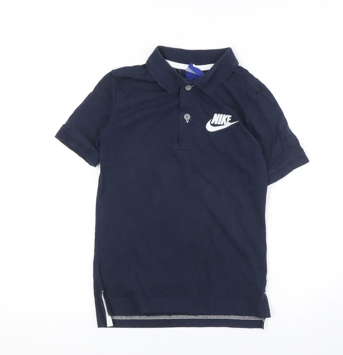 Nike Boys Blue Cotton Polo Shirt XS Logo Casual Wear