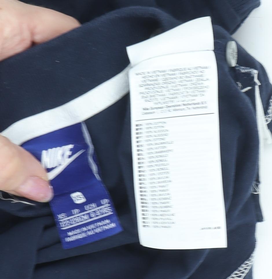 Nike Boys Blue Cotton Polo Shirt XS Logo Casual Wear
