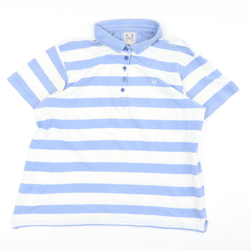 Crew Clothing Women's Blue Polo Shirt - Size 18, Striped