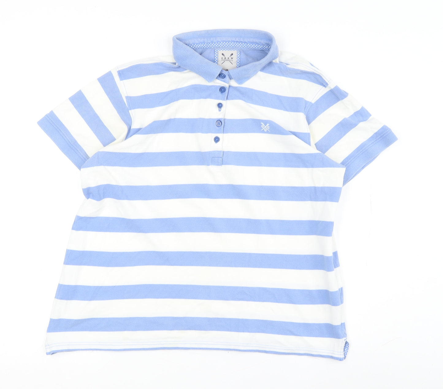 Crew Clothing Women's Blue Polo Shirt - Size 18, Striped