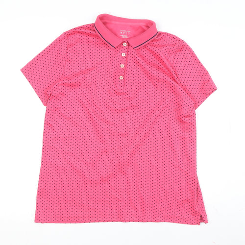 Lands' End Women's Pink Polka Dot Polo Shirt Size 16