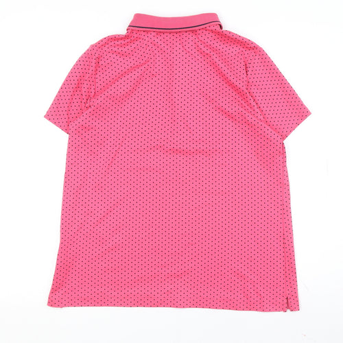 Lands' End Women's Pink Polka Dot Polo Shirt Size 16
