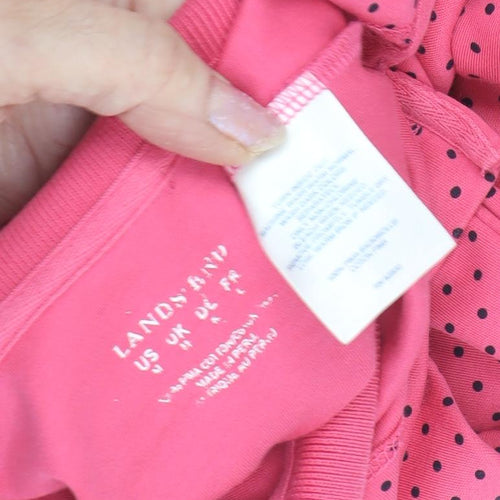 Lands' End Women's Pink Polka Dot Polo Shirt Size 16