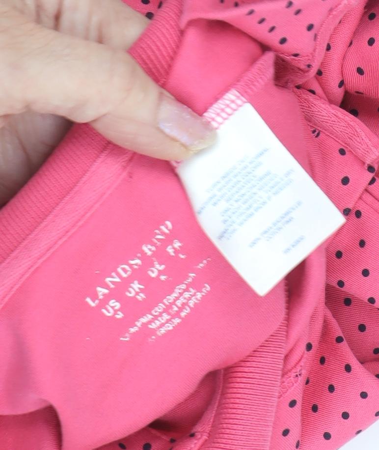 Lands' End Women's Pink Polka Dot Polo Shirt Size 16