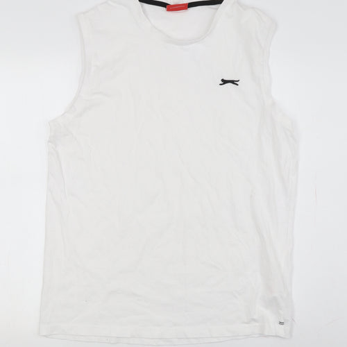 Slazenger Men's White Sleeveless Crew Neck T-Shirt L