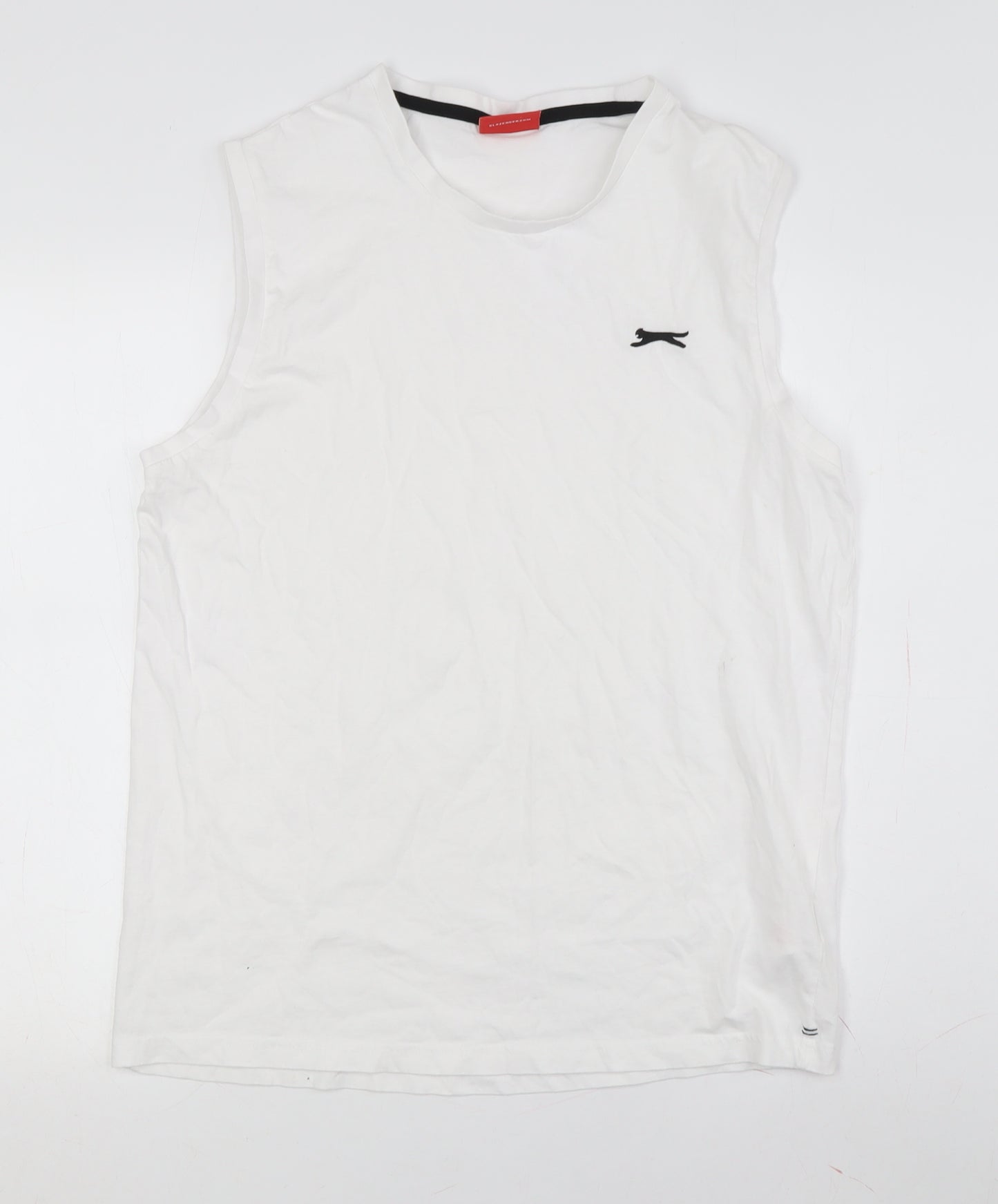 Slazenger Men's White Sleeveless Crew Neck T-Shirt L