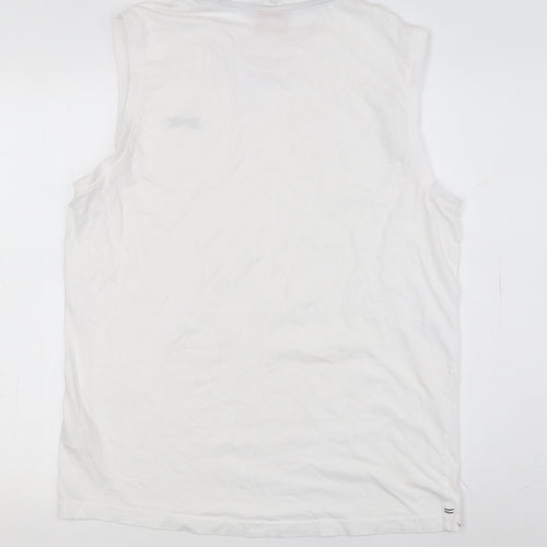 Slazenger Men's White Sleeveless Crew Neck T-Shirt L