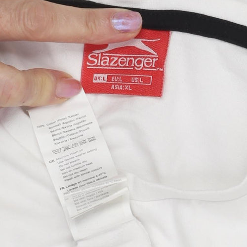Slazenger Men's White Sleeveless Crew Neck T-Shirt L