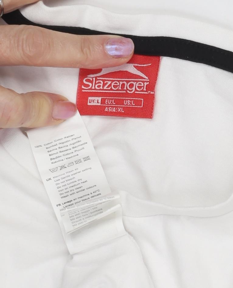 Slazenger Men's White Sleeveless Crew Neck T-Shirt L