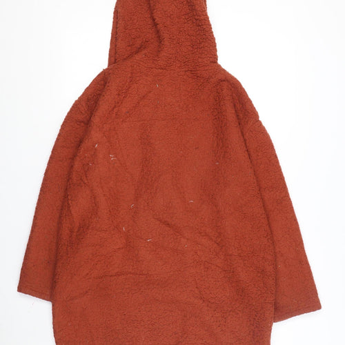 Me Jane Women's Brown Hooded Fleece Mid-Length Jacket