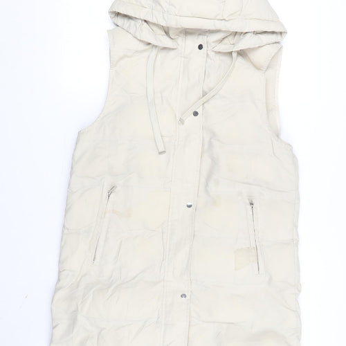 Zara Women's Beige Hooded Puffer Waistcoat S Casual