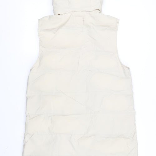 Zara Women's Beige Hooded Puffer Waistcoat S Casual