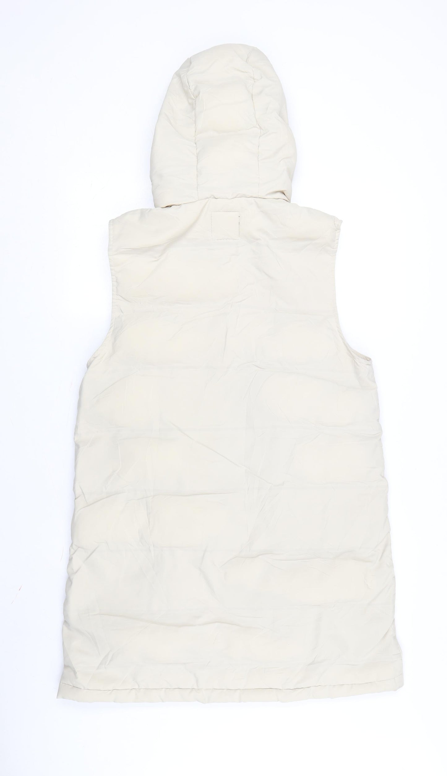 Zara Women's Beige Hooded Puffer Waistcoat S Casual