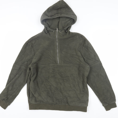 Topman Men's Green 1/2 Zip Hoodie Fleece M