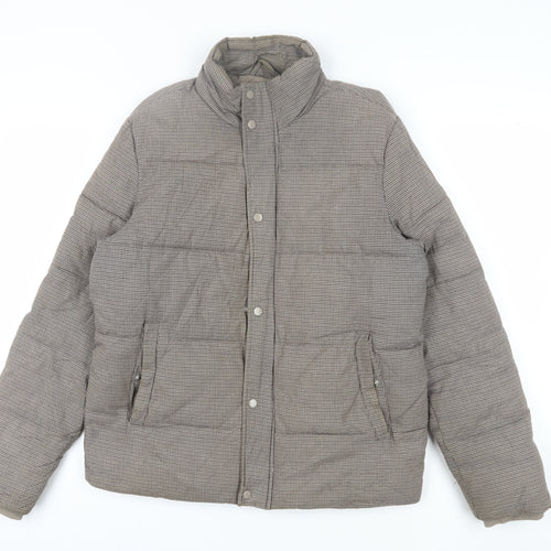 Topman Men's Brown Puffer Jacket M Cotton Casual