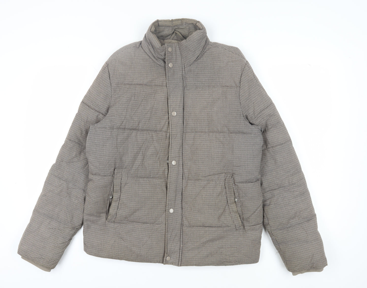 Topman Men's Brown Puffer Jacket M Cotton Casual