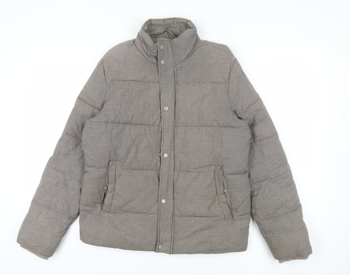 Topman Men's Brown Puffer Jacket M Cotton Casual