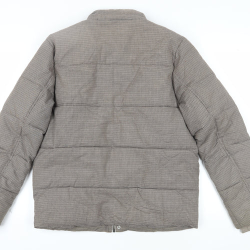 Topman Men's Brown Puffer Jacket M Cotton Casual