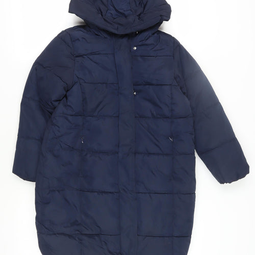 Marks and Spencer Girls Blue Long Puffer Jacket Coat 9-10 Years