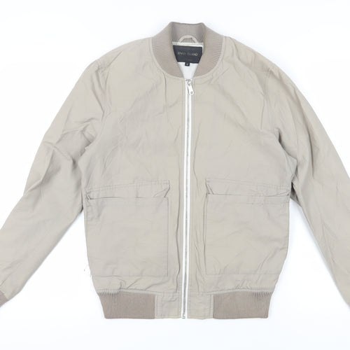 River Island Men's Beige Bomber Jacket S