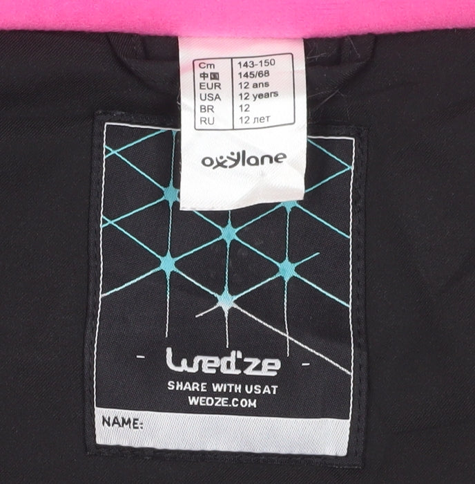 Wed'ze Girls Black White Ski Jacket 12 Years Waterproof