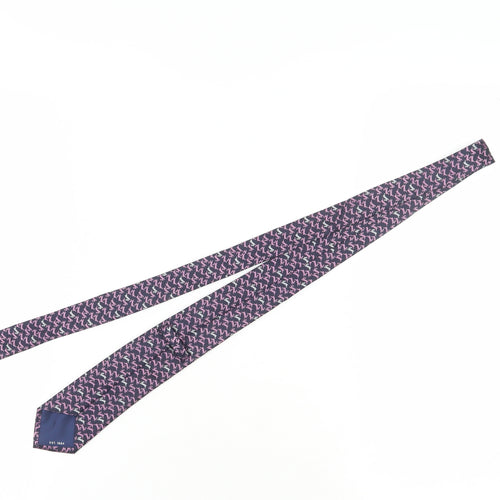 Marks and Spencer Men's Purple Animal Print Silk Tie